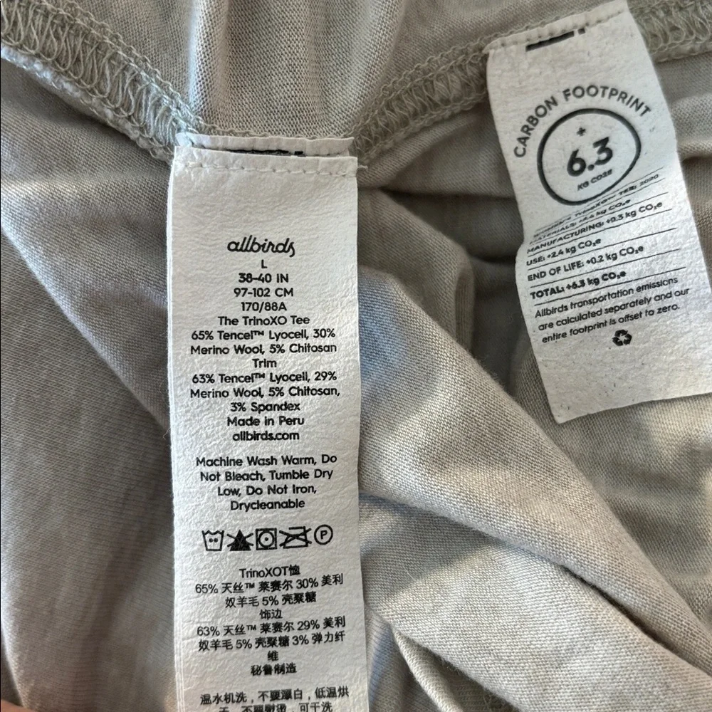 Allbirds TrinoXO Short Sleeve Tee Large Neutral Beige Boxy Soft Tee - Picture 11 of 11